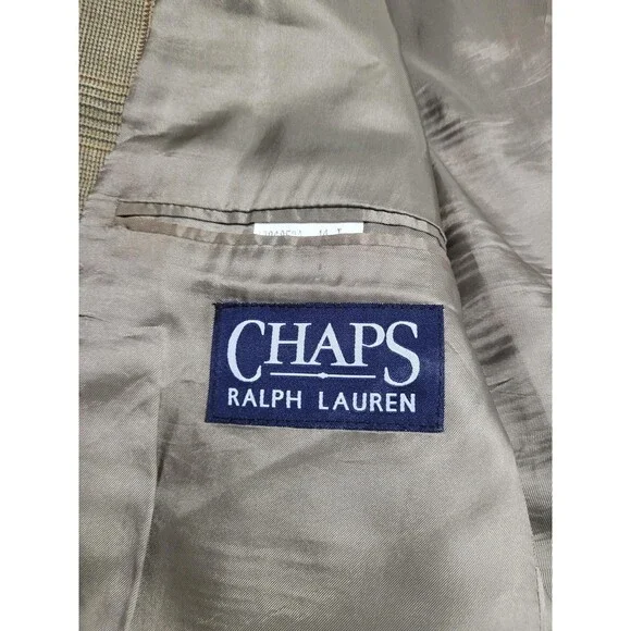 Ralph Lauren Sport Coat Mens 44 Long Beige Plaid Tweed Blazer 2 Button - Picture 2 of 14